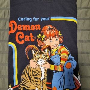 steven rhodes Caring for Your Demon Cat T-Shirt - Black